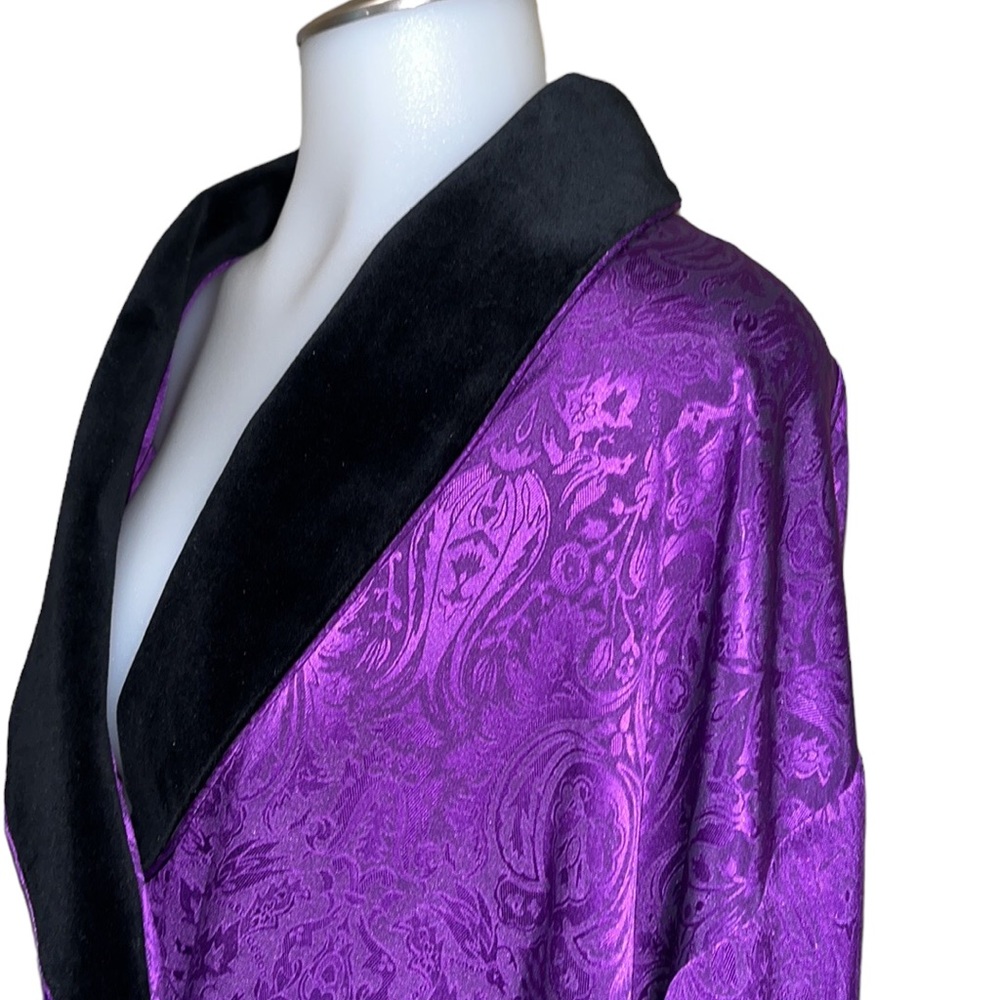 Vintage Victoria’s Secret Purple~Black Damask Robe/Nightshirt M/L~Gold Label